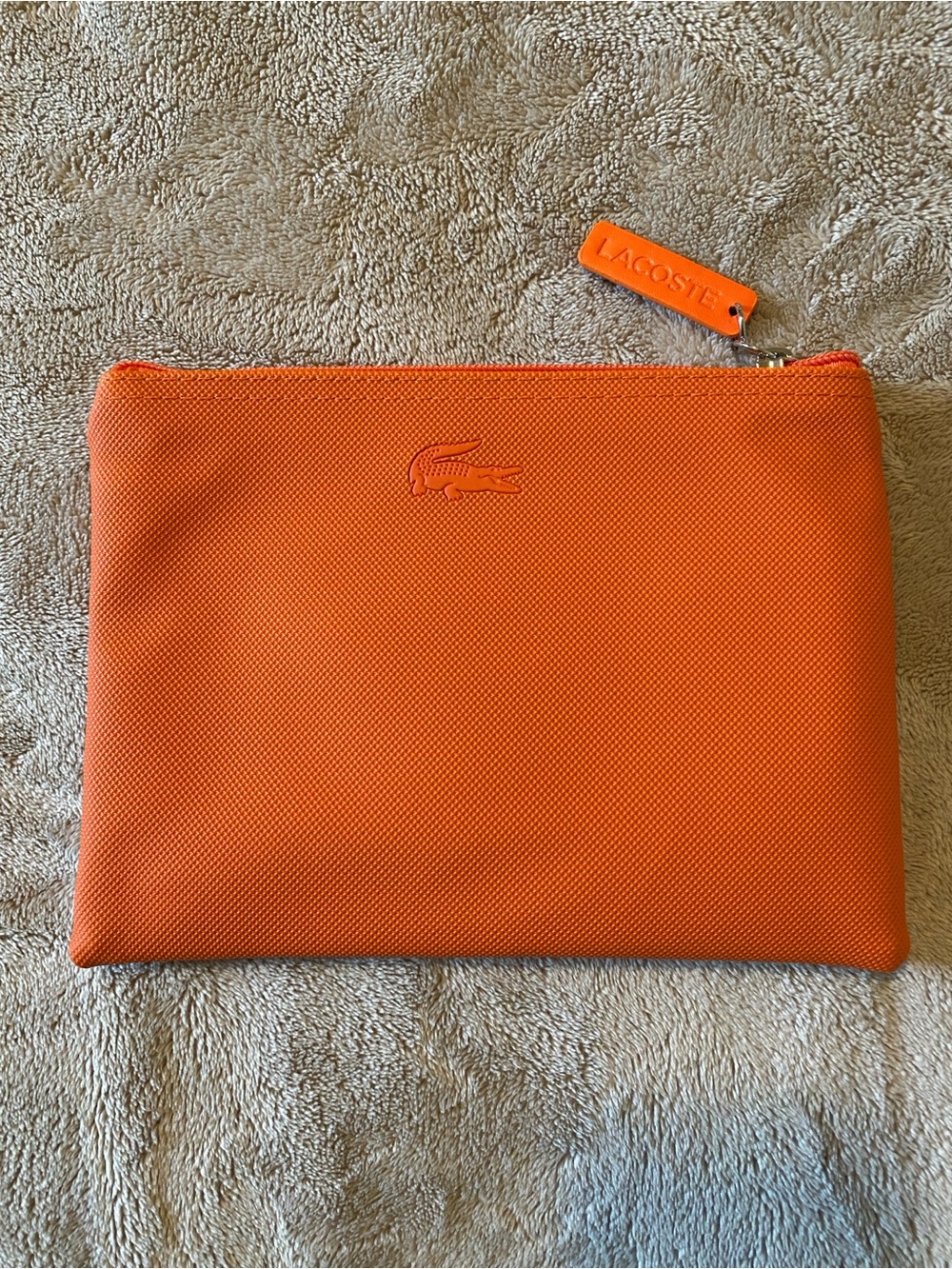 Lacoste Orange  Pique Zip Pouch Toiletry Bag